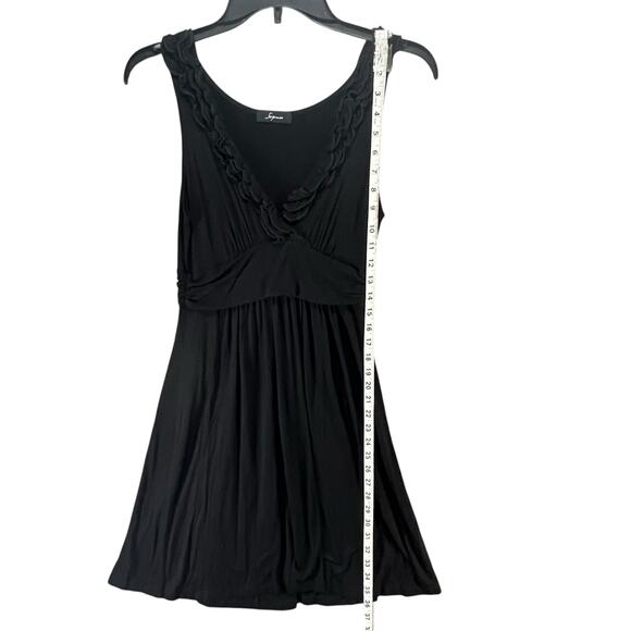 Soprano Y2K Babydoll Dress M Black Ruffle Neck Fit Flare Stretch Whimsygoth USA - Picture 11 of 15